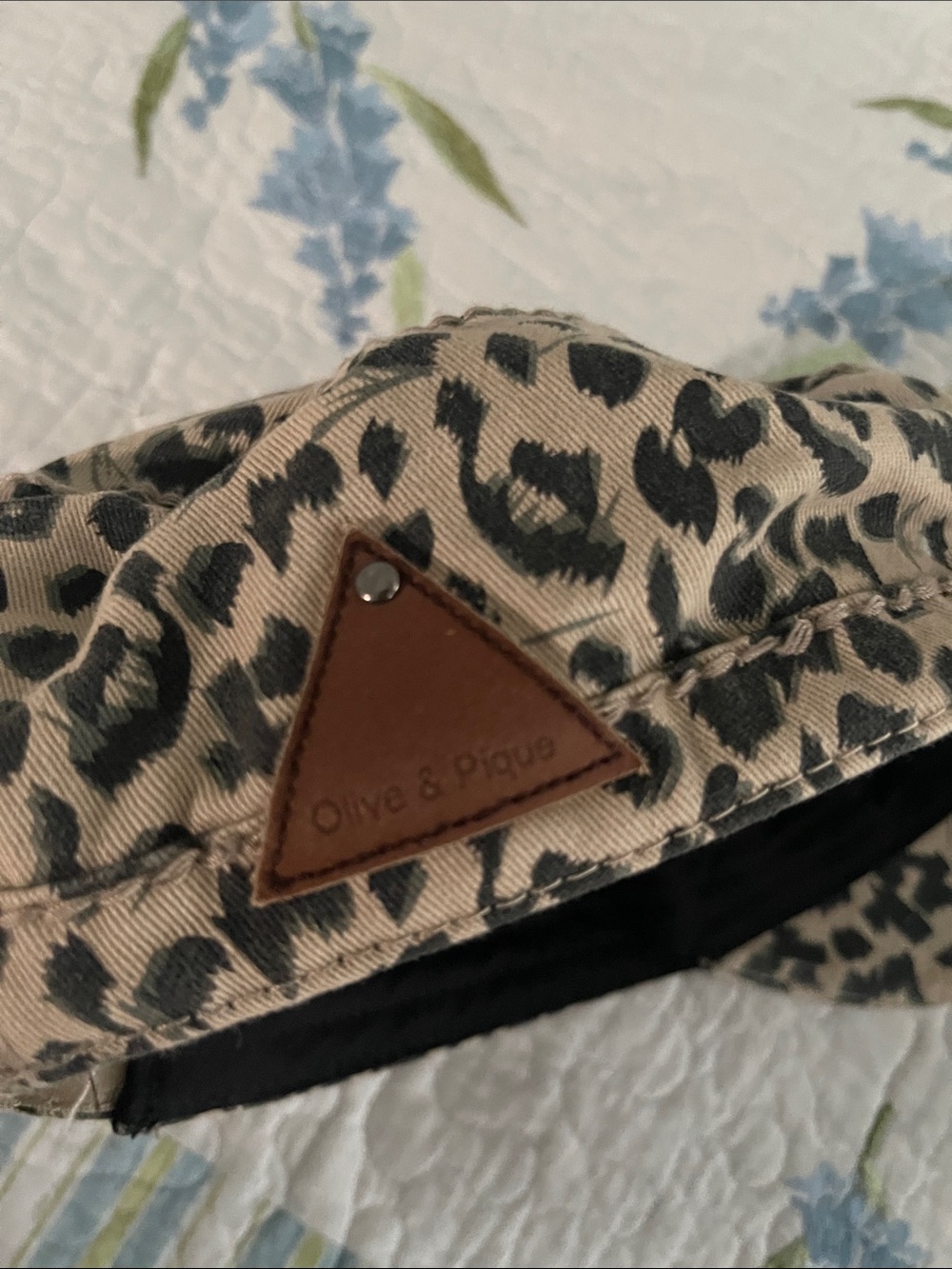 Leopard Print Beaded Crown Women's Cap - Beige/Black - Picture 5 of 6